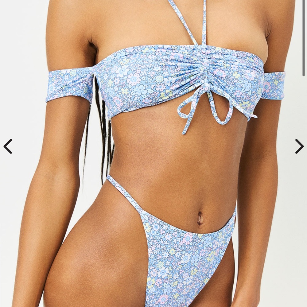 Frankie’s Bikini Springtime Jagger Bandeau, Foxy String Top, Foxy Cheeky Bottom